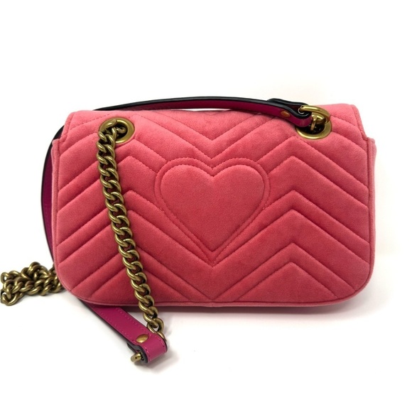 Gucci GG Marmont Fuchsia Velvet Embellished Crossbody Bag – Rare Limited Edition - Picture 7 of 16